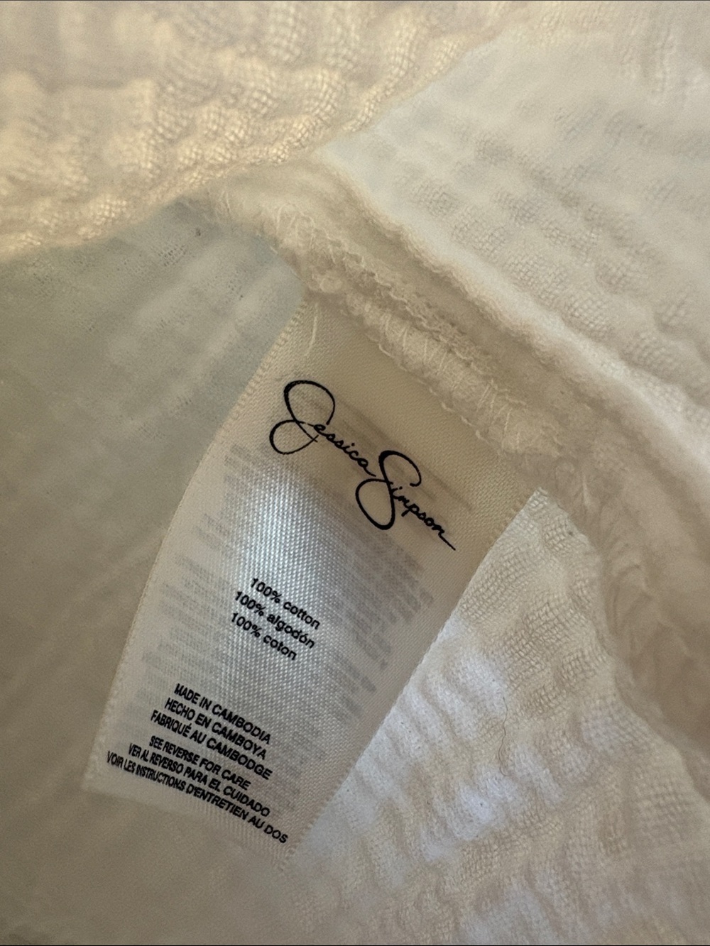 Jessica Simpson White Short-Sleeve Button-Down Gauze Shirt | M| - Picture 5 of 6